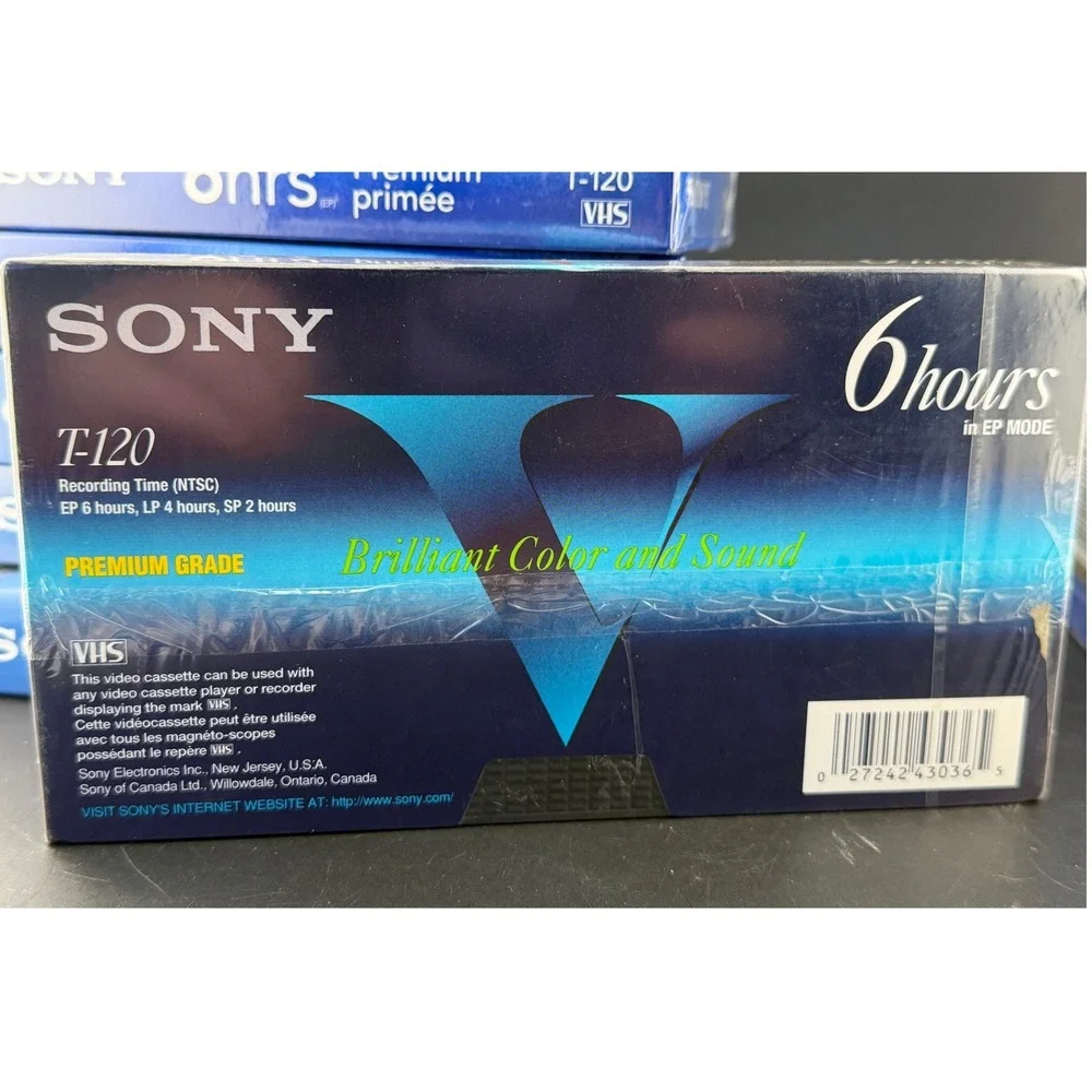 Blank VHS Tapes Lot of 9-Sony, Maxell, TDK, T120, 6 Hr Premium Grade, Sealed